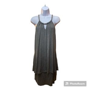 LAUNDRY BY SHELLI SEGAL Gray Sleeveless Boho Sexy Dress Size 12